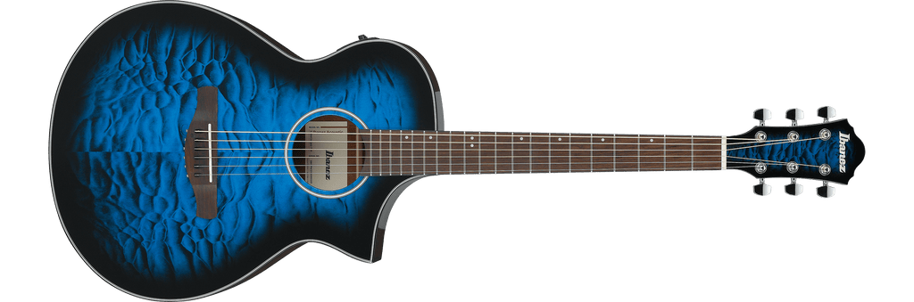 Ibanez AEWC16QA Acoustic-Electric Guitar - Transparent Blue Sunburst High Gloss
