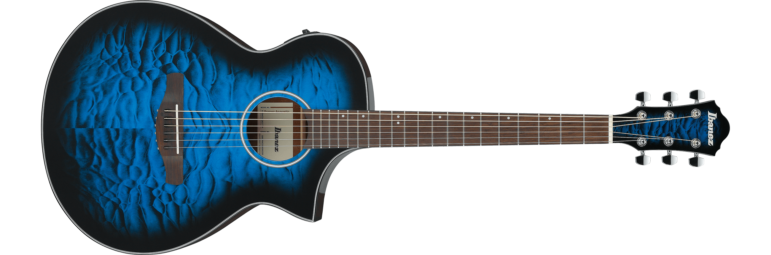 Ibanez AEWC16QA Acoustic-Electric Guitar - Transparent Blue Sunburst High Gloss