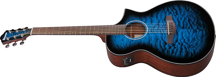 Ibanez AEWC16QA Acoustic-Electric Guitar - Transparent Blue Sunburst High Gloss